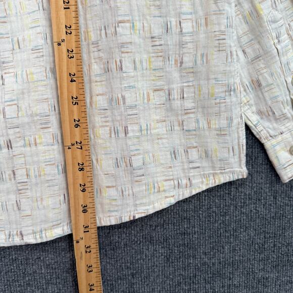 Carbon2Cobalt Shirt Mens XL Off White Multicolorn Button Up Long Sleeve Gauzy - Picture 8 of 9